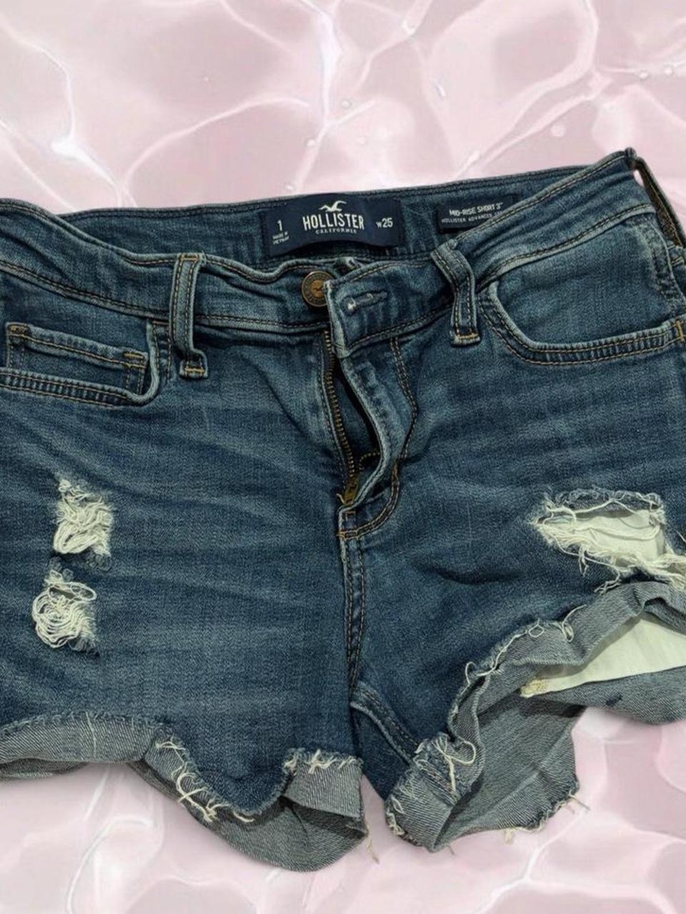 Hollister Dark Wash Distressed Denim Cutoff Shorts